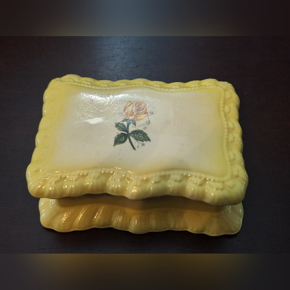 Antique Yellow Porcelain Trinket Dish